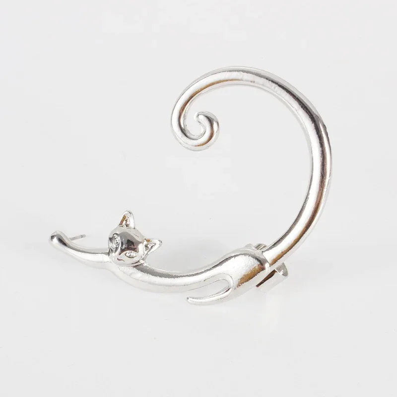 Cat Post with Ear Cuff Ear Wrap Bazaare Mart Silver Cat Ear Wrap