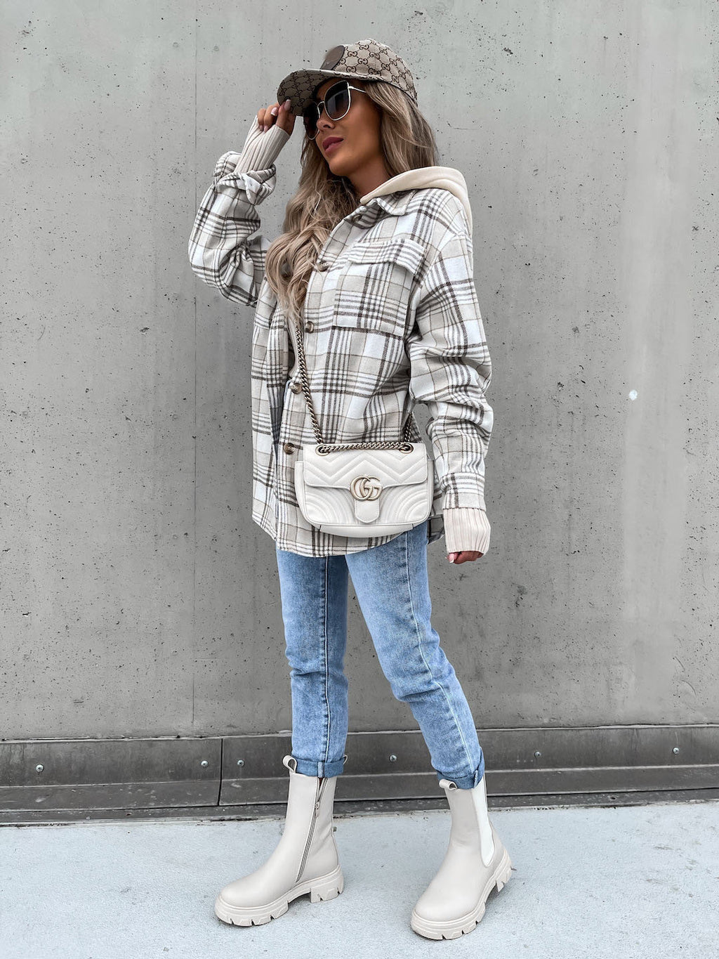 Plaid Wool Hooded Shacket