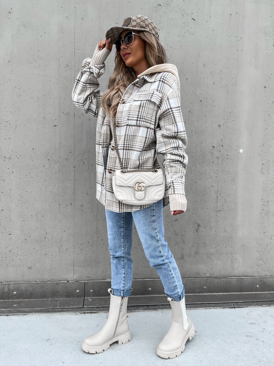 Plaid Wool Hooded Shacket
