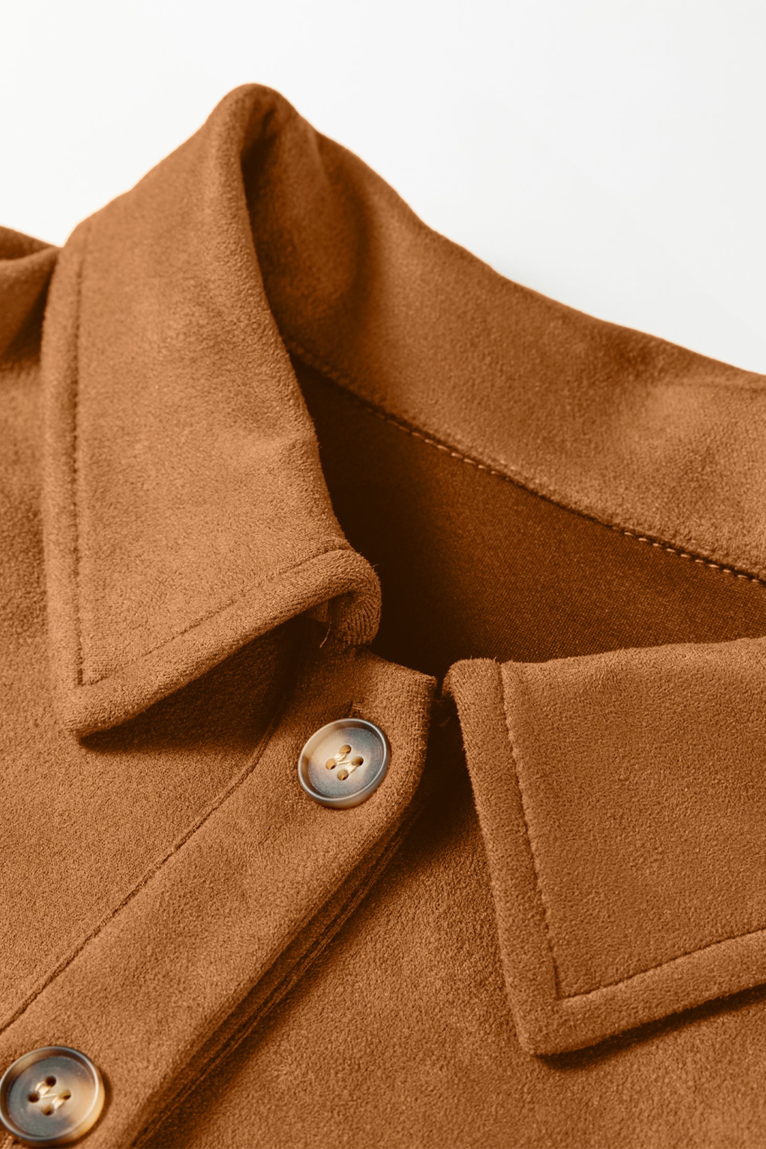 Brown Faux Suede Hollowed Detail Style Jacket Bazaare Mart Outerwear/Jackets