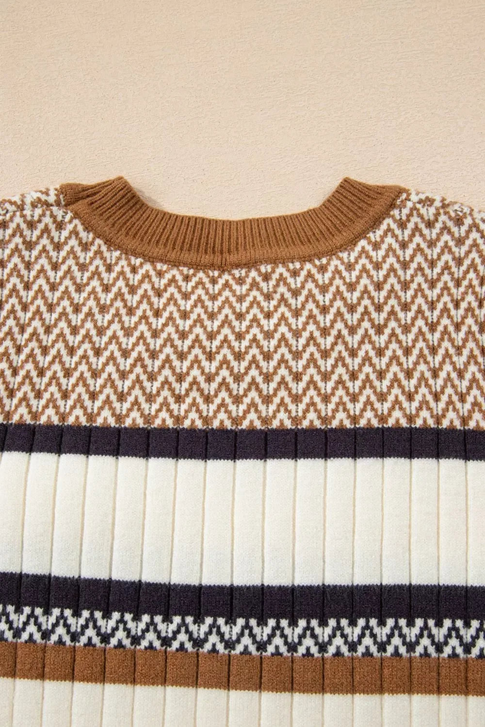 Chevron Stripe Ribbed Slim Sweater Bazarre Mart Stripe Stylish Pattern Knitted Ribbed Trim Slim Top