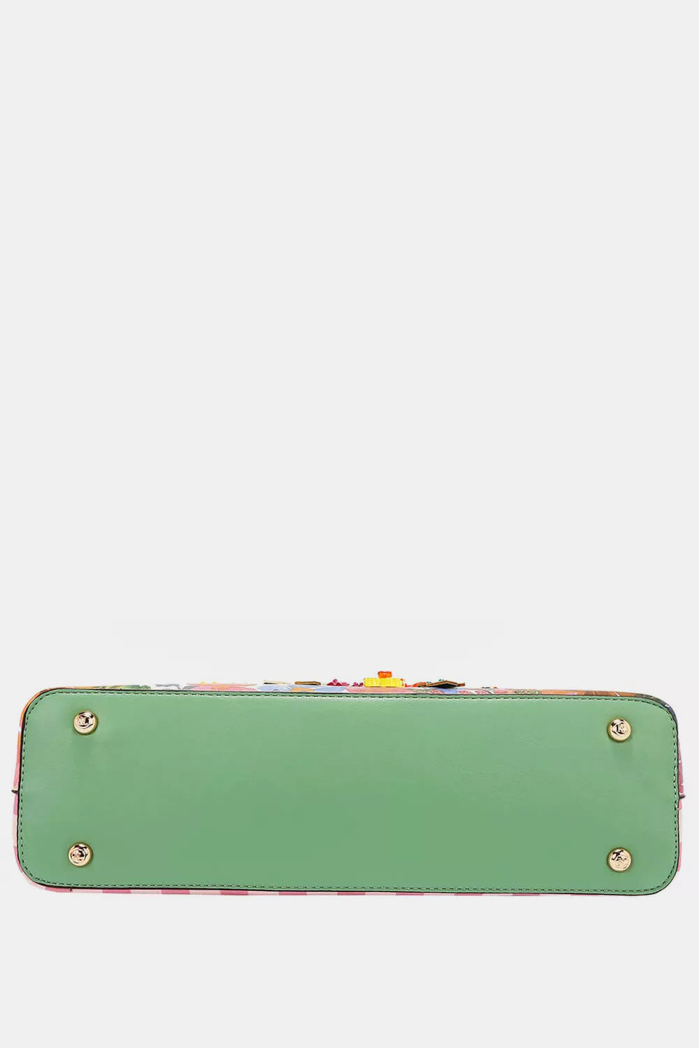 Green purse bottom with gold feet
