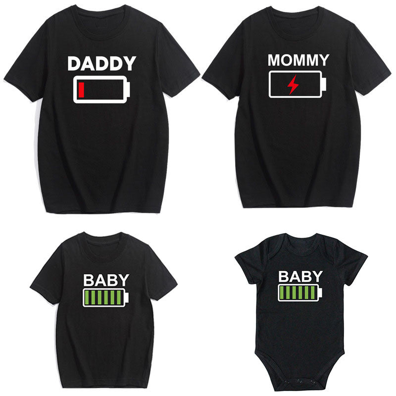 Funny Battery Power Parent-Child Graphic Tees CJ Dropshipping Graphic Tees