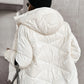 White Solid Quilted Hooded Zip Up Puffer Coat Bazaare Mart Outerwear/Jackets