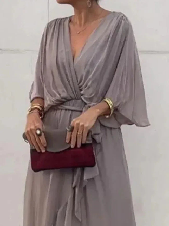 Flowy Midi Dress with Flutter Sleeves Bazaare Mart Flowy Half Sleeve Midi Dress