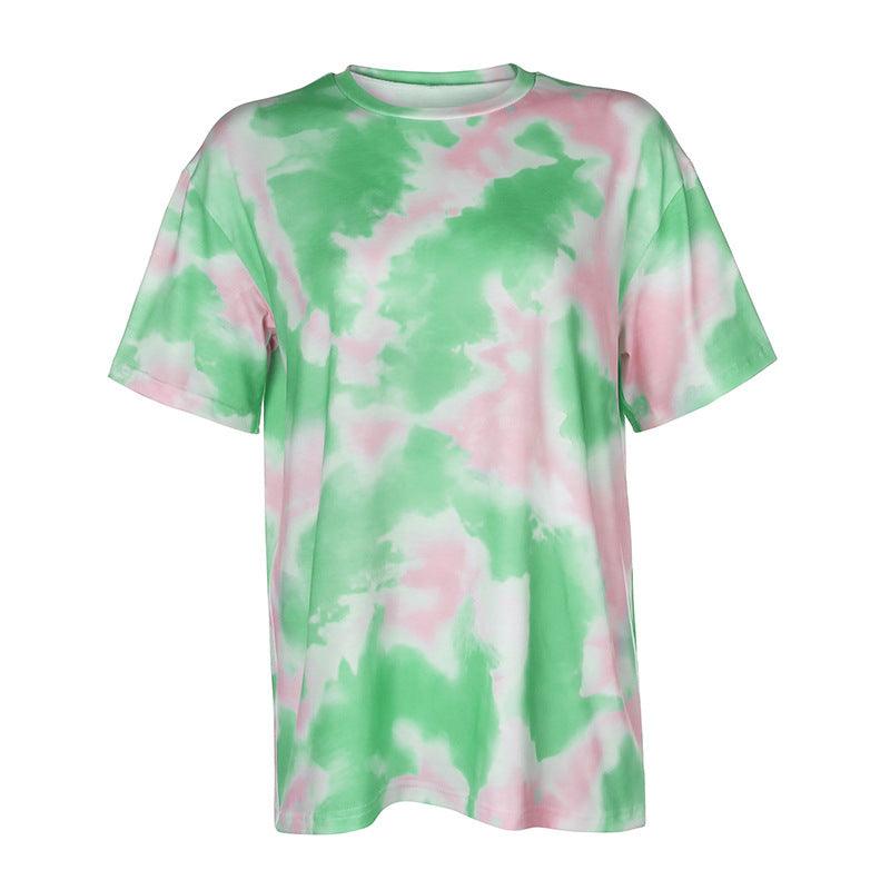 Women’s Casual Tie-Dye Tops, Shorts and Sets Green top CJ Dropshipping Tie Dye Shorts Set