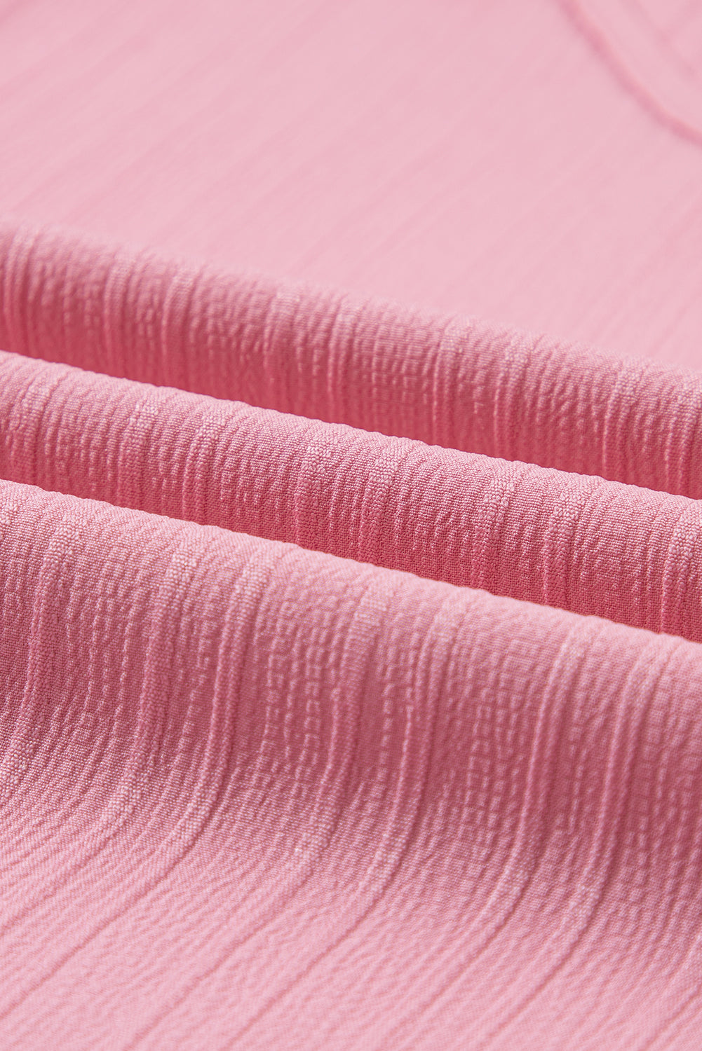 Peach Ruffled Half Sleeve V Neck Textured Top