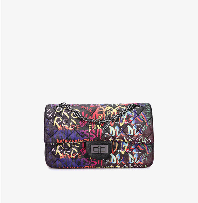 Graffiti Rhombus Chain Purse - Bazaare Mart