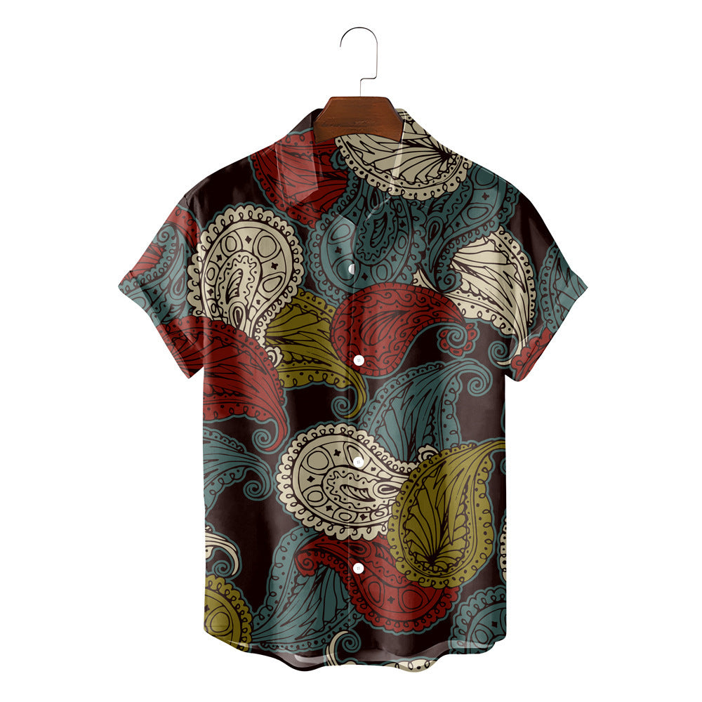 Men's Paisley Short Sleeve Button Up Shirt