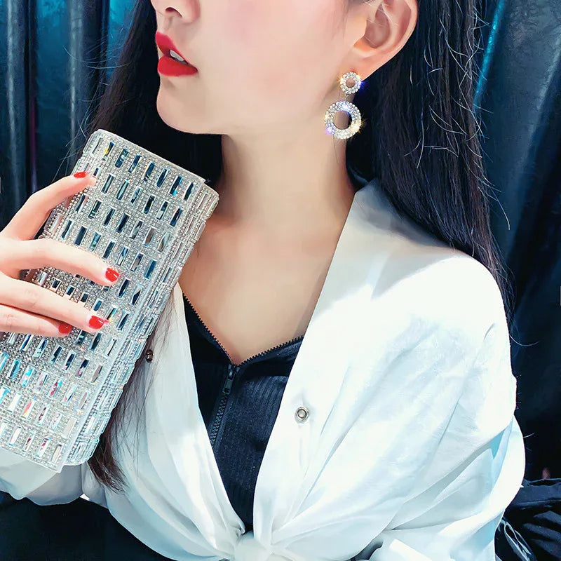 Double Hoop Rhinestone Earrings Bazaare Mart Retro Rhinestone Earrings