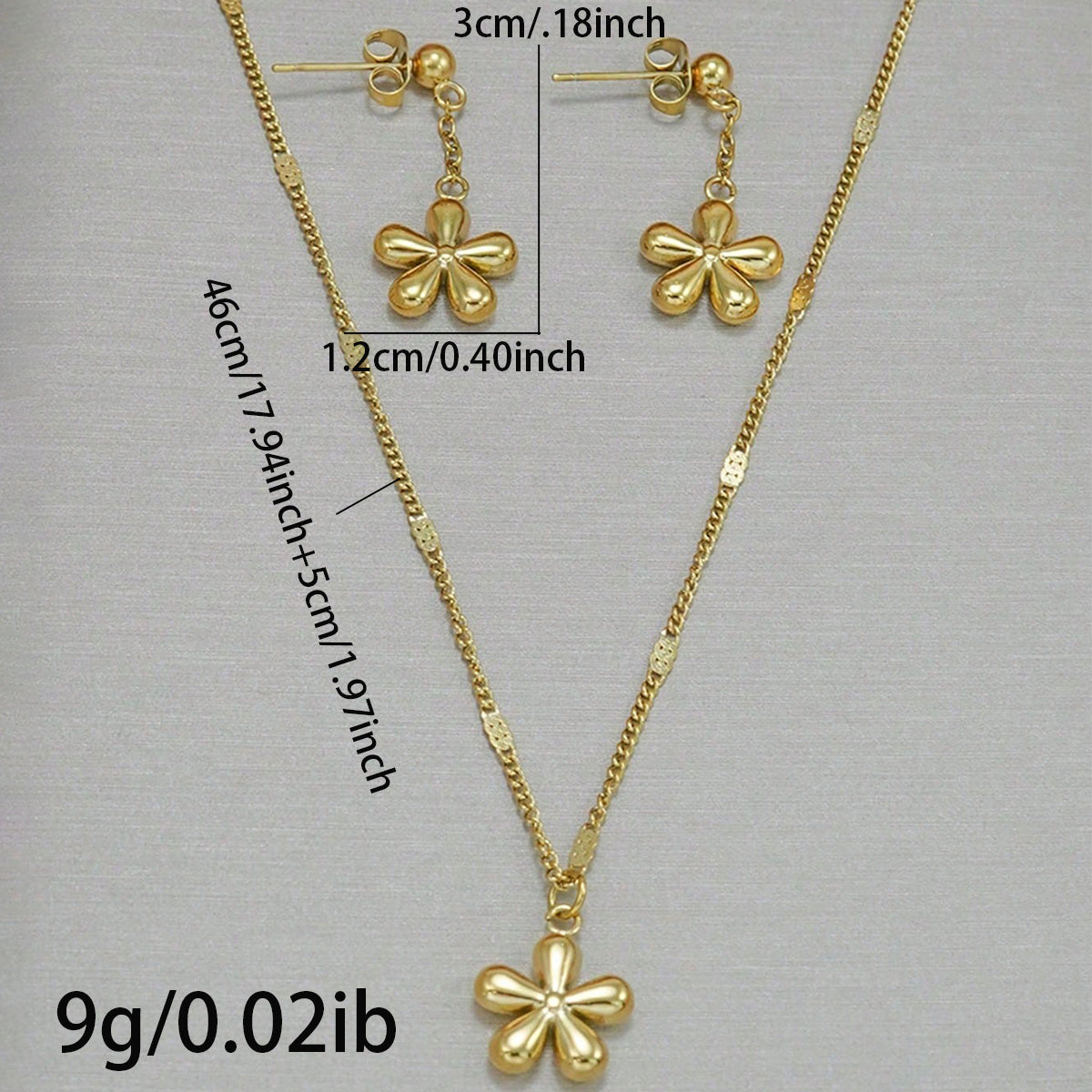 18K Gold Plated Floral Jewelry Set