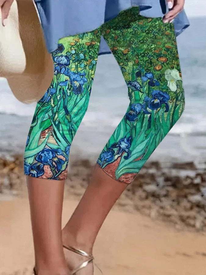Oil Painting Graffiti Print Capri Leggings CJ Dropshipping Colorful Capri Leggings