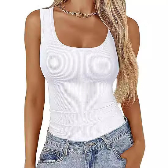 Ribbed Slim-fit Tank Top White CJ Dropshipping Ribbed Tank Top