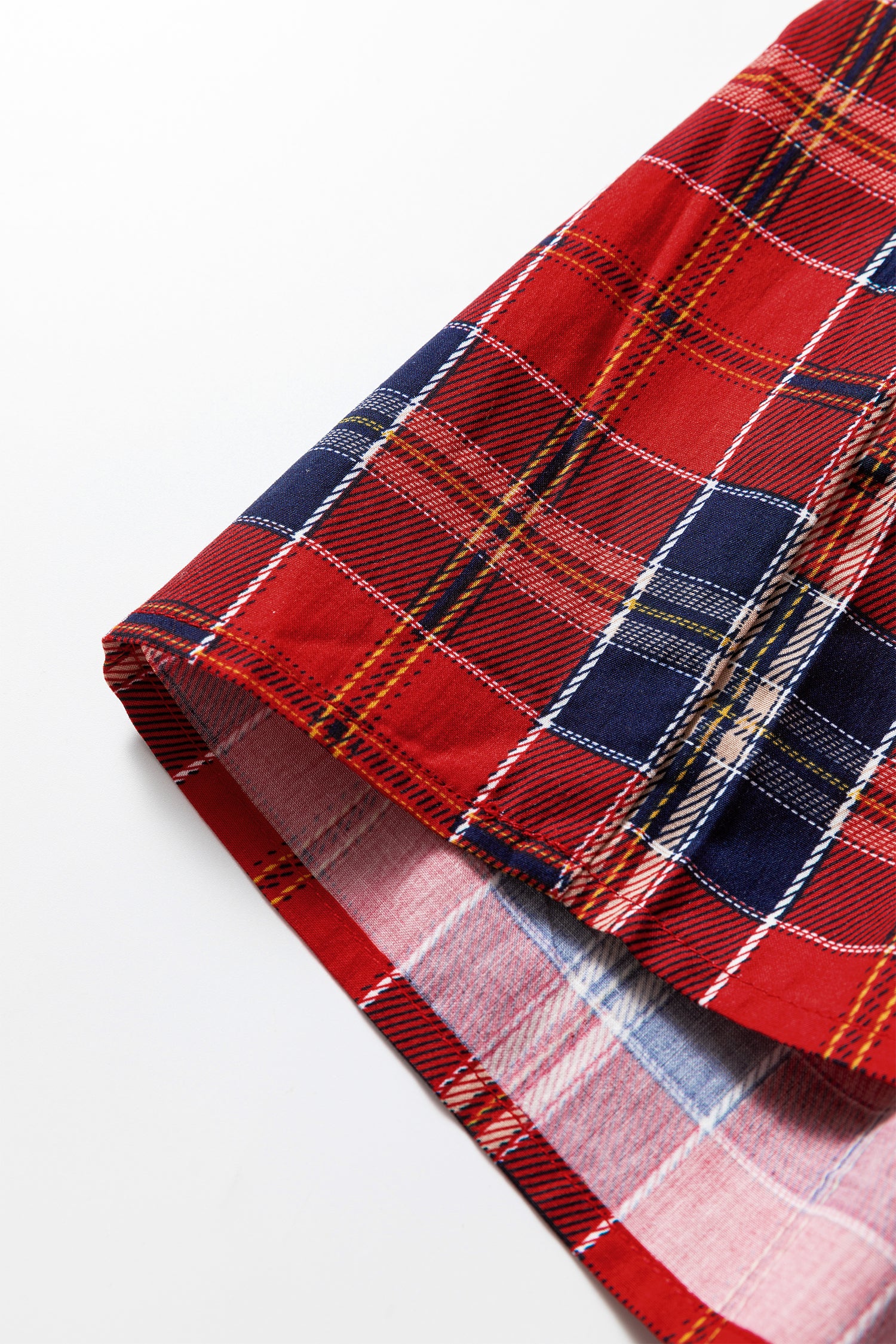 Red Plaid Long Sleeve Mini Dress Dear-Lover Dropshipping Dresses/Mini Dresses