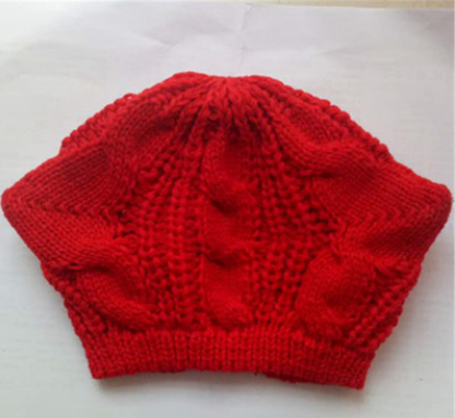 Hand Made Red Knit Cat Ear Beanie