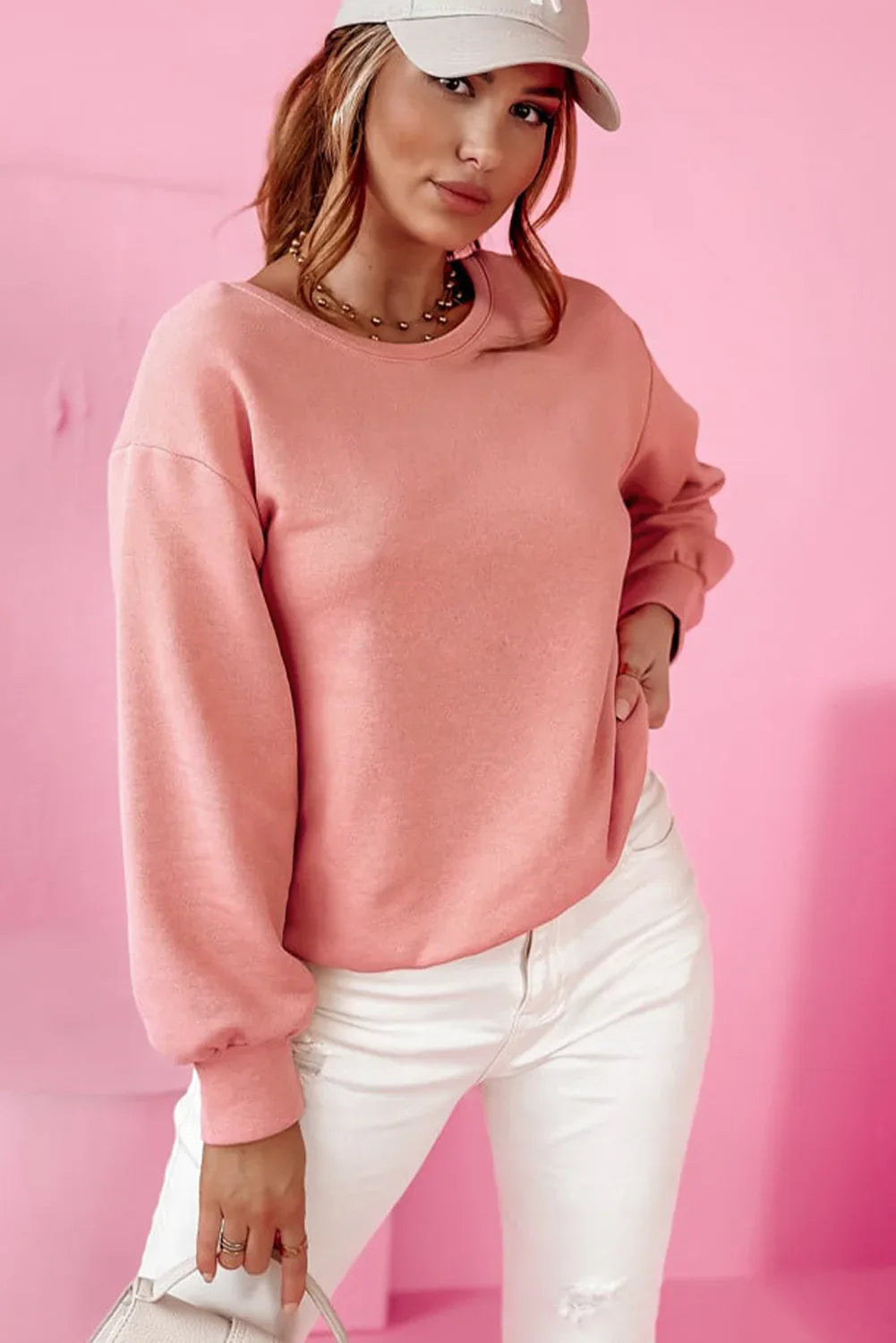 Pale Chestnut Bowknot Dewback Round Neck Sweatshirt Bazaare Mart Tops/Sweatshirts & Hoodies