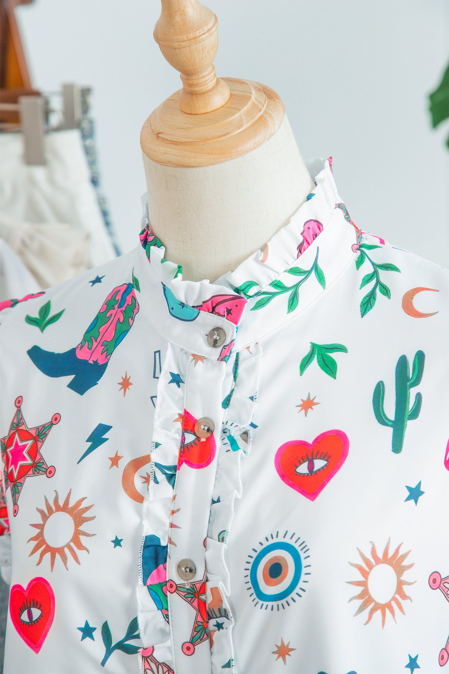 Western Print Flutter Sleeve Mini Dress – Button Down Boho Cowgirl Dress Dear-Lover Dropshipping Dresses/Mini Dresses
