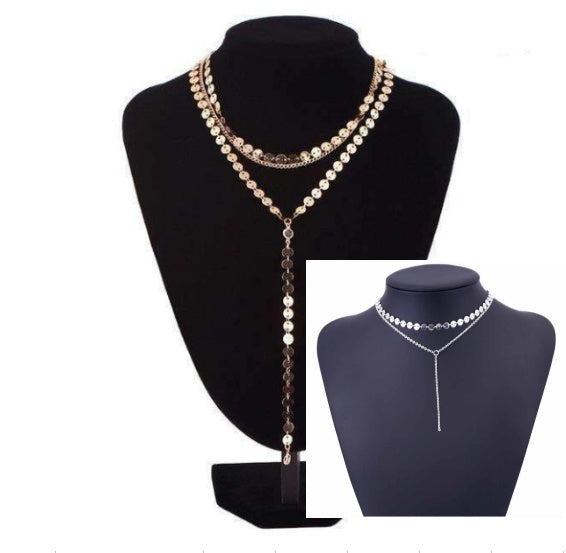 Three Layer Lariat Y Choker Necklace