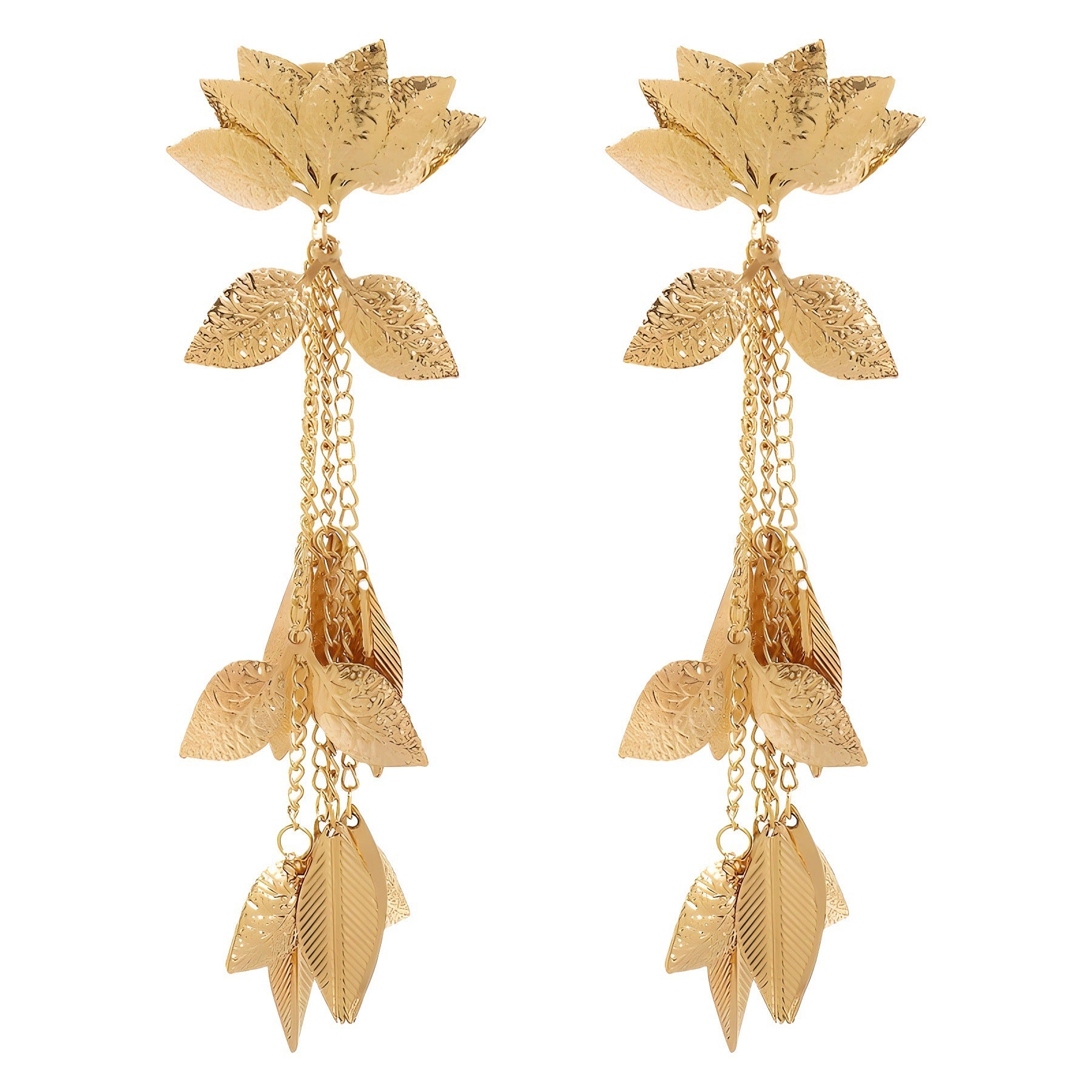 Dramatic Gold Lotus Earrings