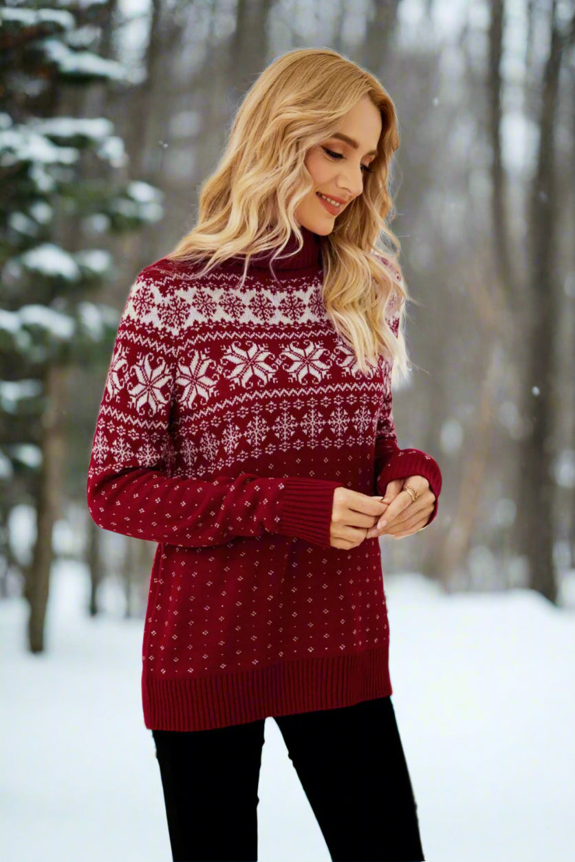 Snowflake Turtleneck Sweater