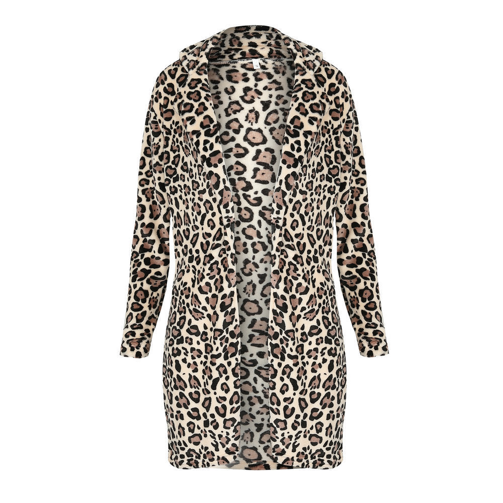 Plush Slim-fit Leopard Coat