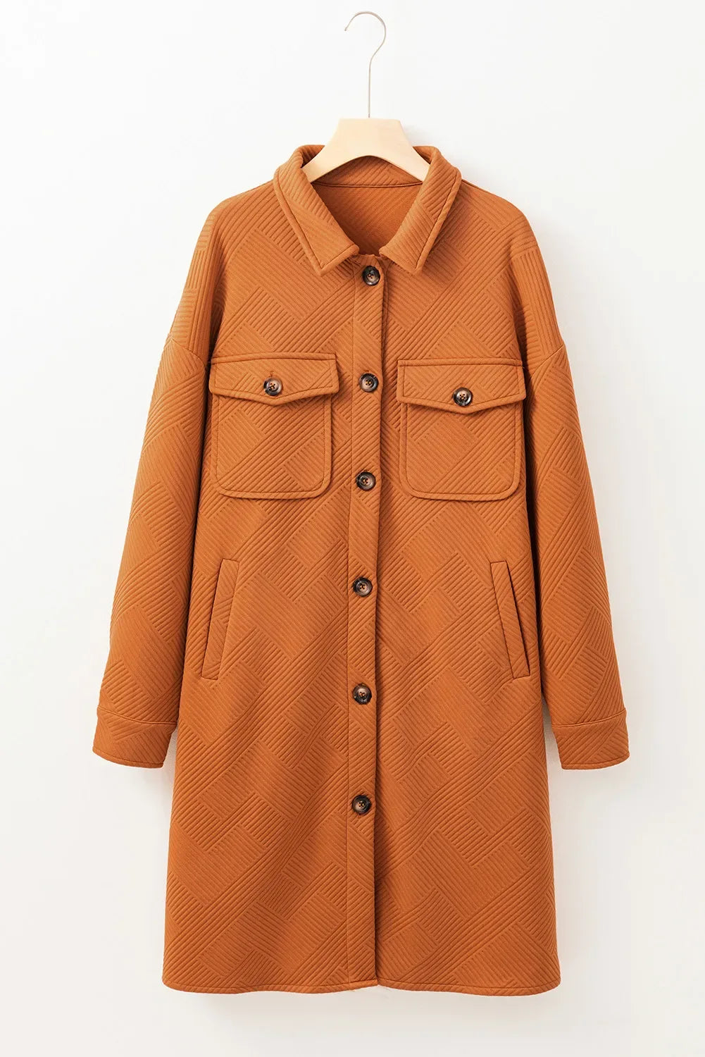 Textured Button Down Collared Neck Coat Bazaare Mart Textured Button Down Collared Neck Coat