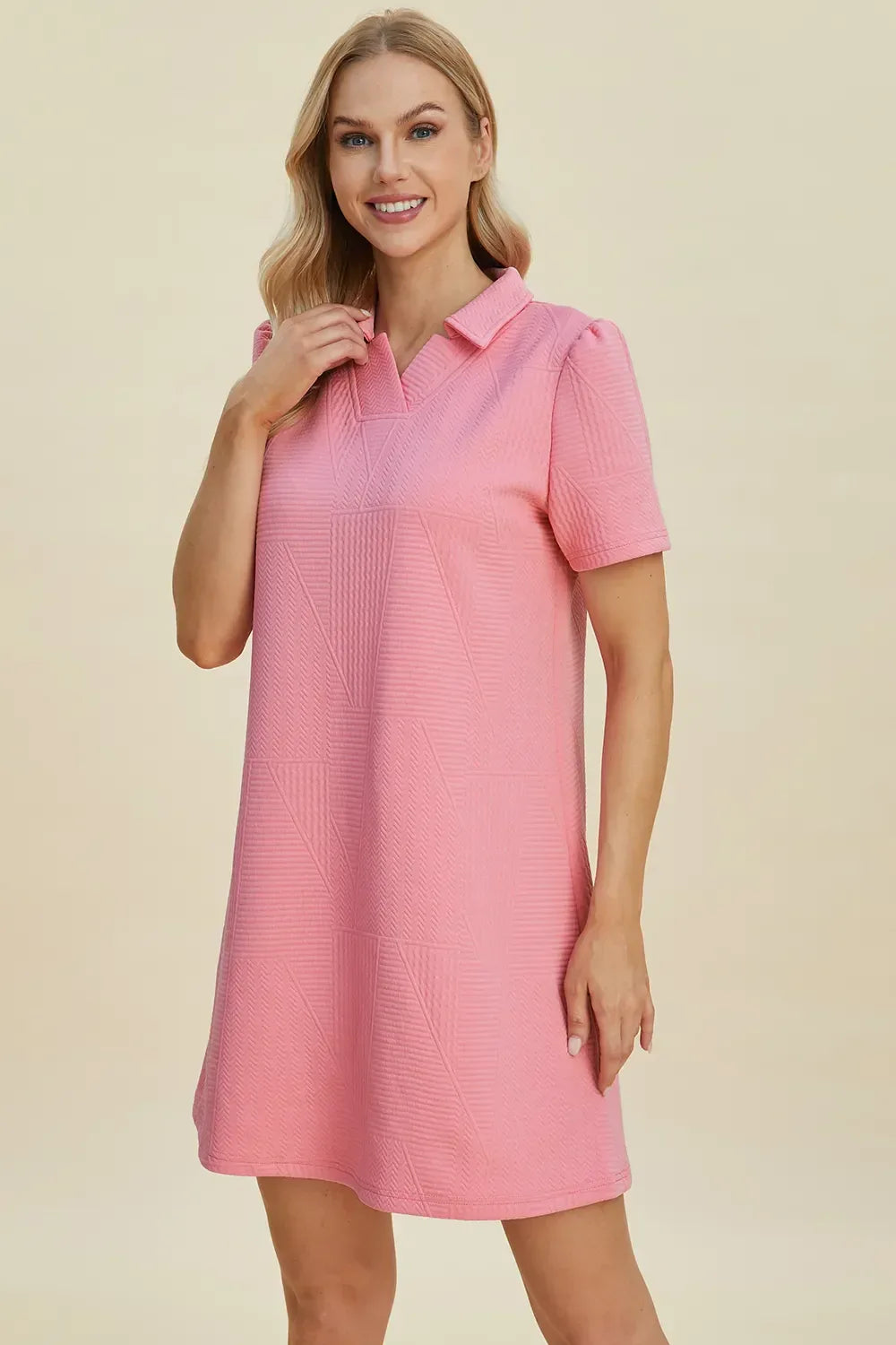 Texture Short Sleeve Polo Dress Bazarre Mart Polo Dress