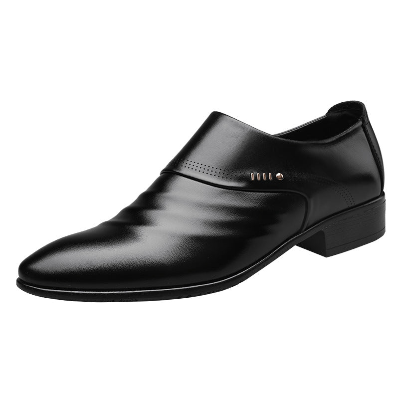 Men's Black Slip On Pointed Toe Leather Shoes