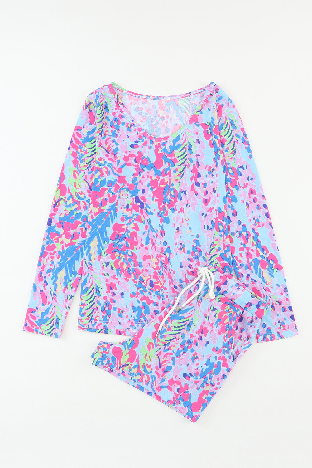 Multicolor Printed 3/4 Sleeve Split Neck Plus Size Tunic Top