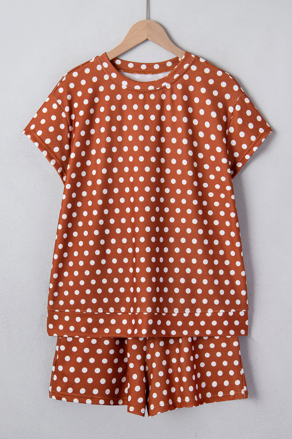Brown Polka Dot Print Short Set Bazaare Mart Two Piece Sets/Short Sets