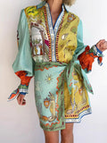 Printed Long Sleeve Shirt Dress Multicolor Trendsi Shirt Dress