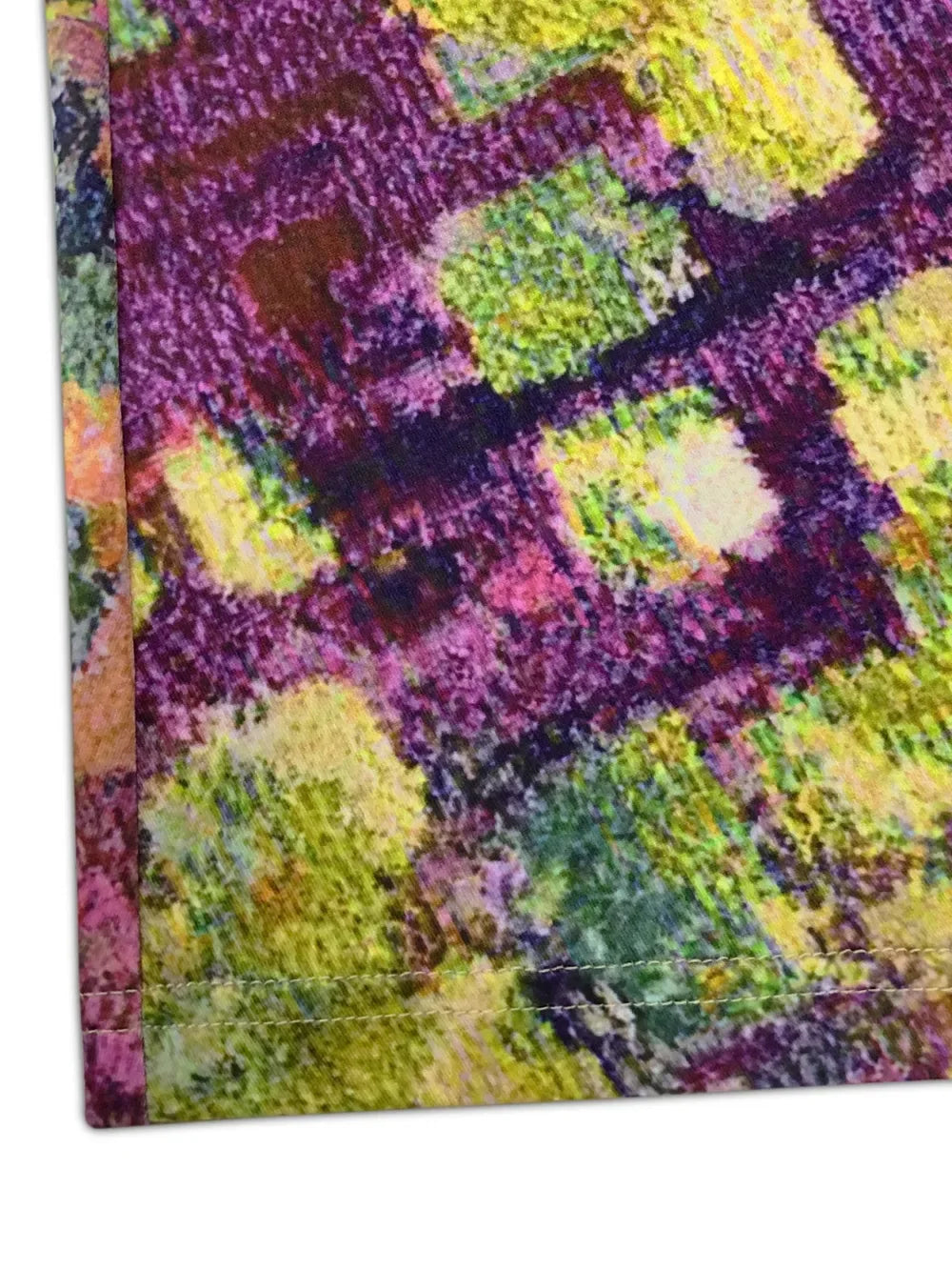 Yellow and Purple Abstract Round Neck Long Sleeve Midi Dress Bazaare Mart