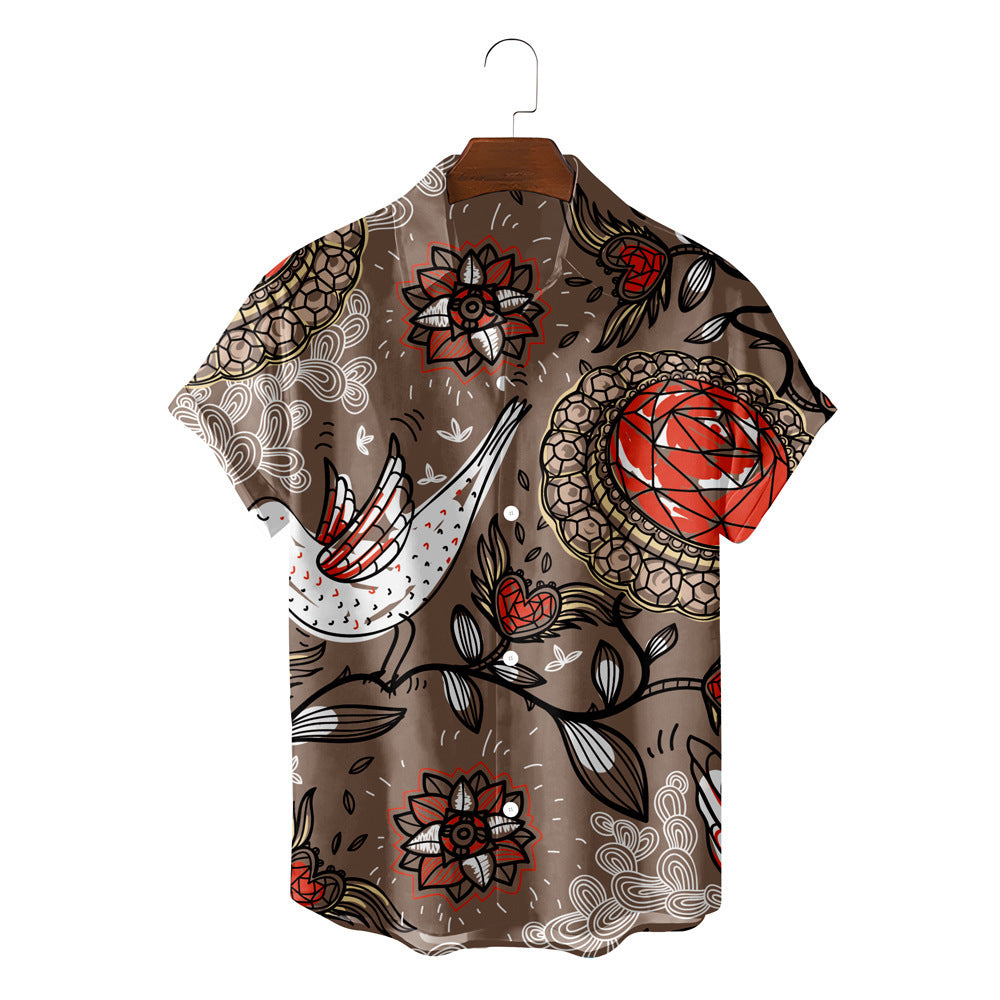 Short Sleeve Printed Button Up Casual Shirts