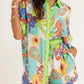 Abstract Button Up Shorts Set Lime Bazaare Mart Button Up Half Sleeve Top and Shorts Set