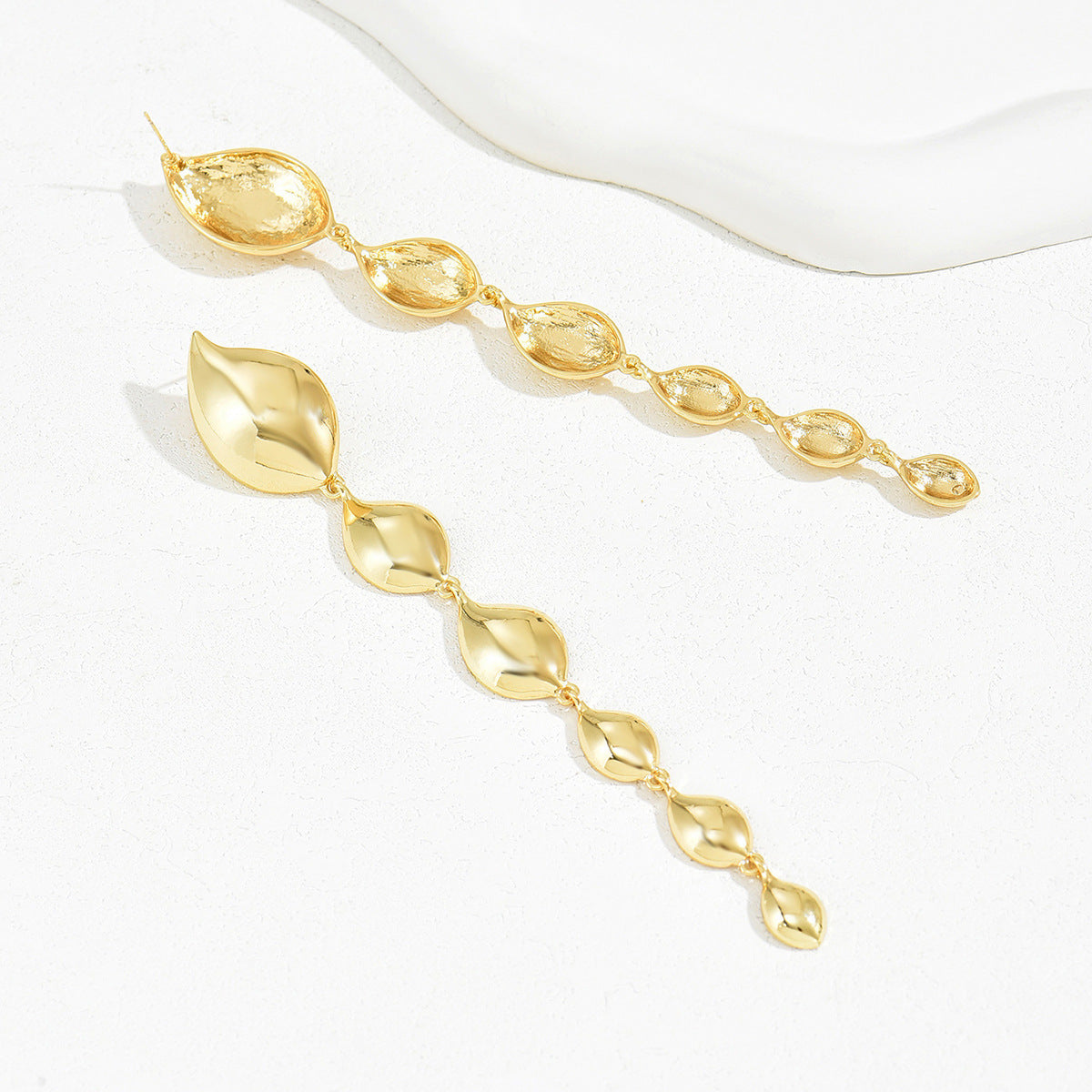Long Gold Oil Drop Earrings