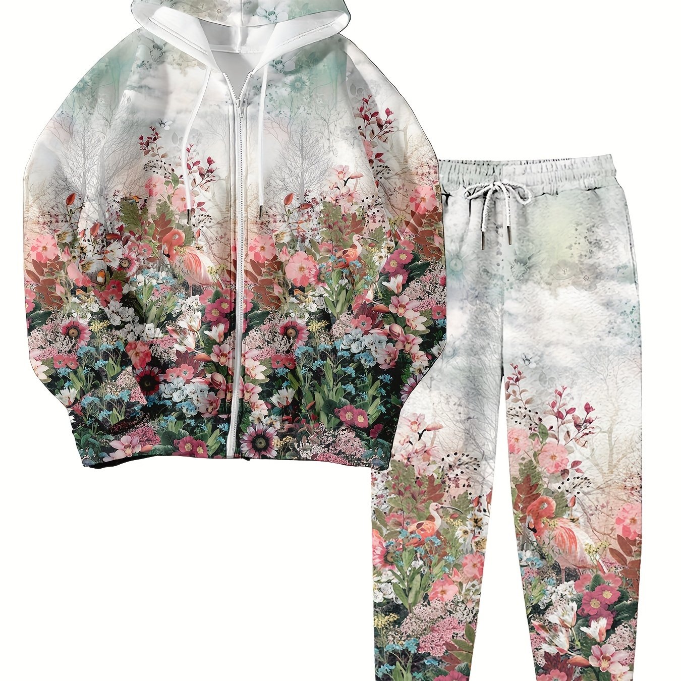 Plus Size Floral Print Sweatsuit