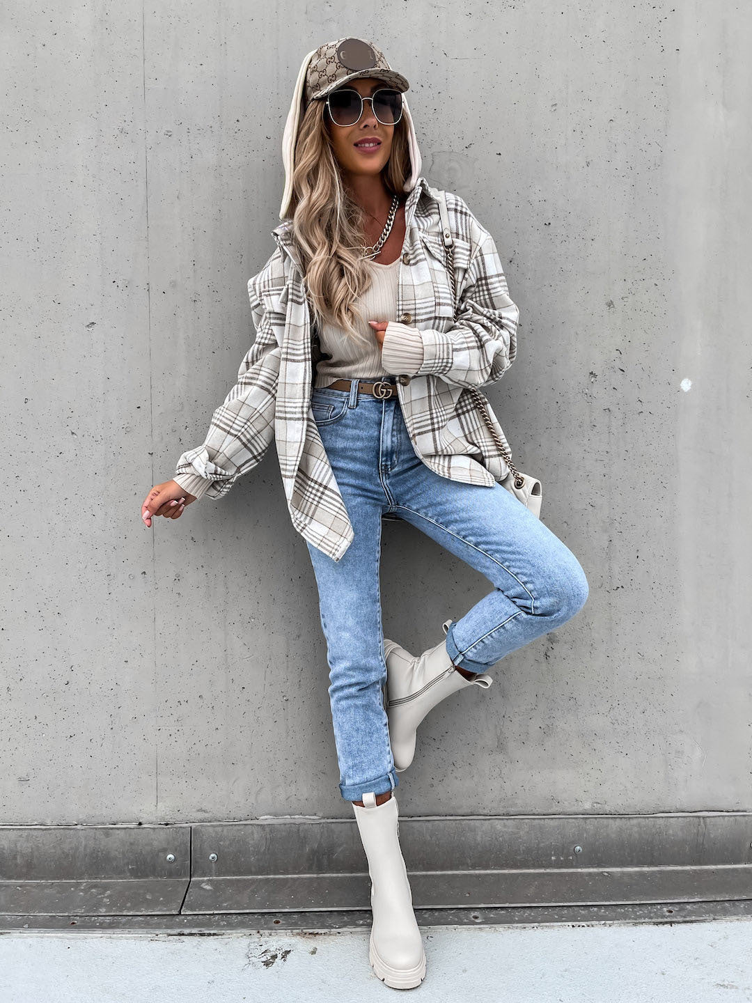 Plaid Wool Hooded Shacket