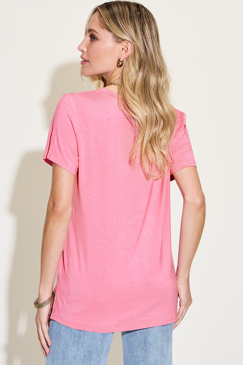 Basic V-Neck High-Low T-Shirt