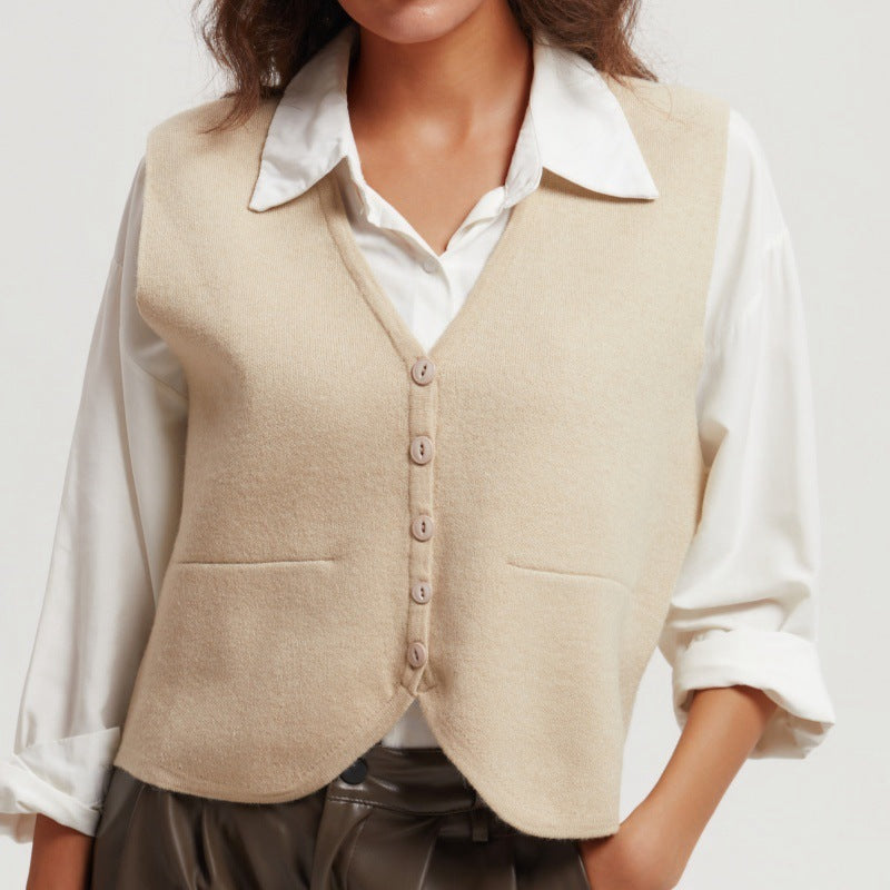 Women's Single-breasted Knitted Cardigan Retro Short