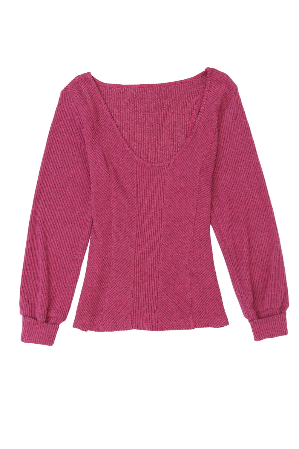 Plus Size Long Sleeve Ribbed Slim Fit Knit Top