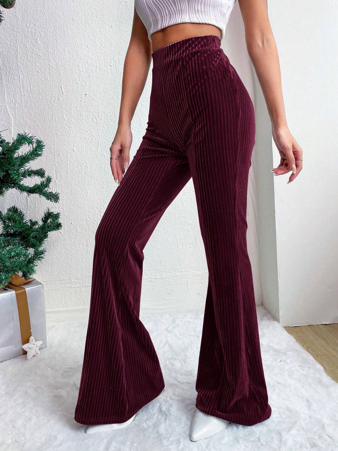 High Waist Corduroy Flare Pants