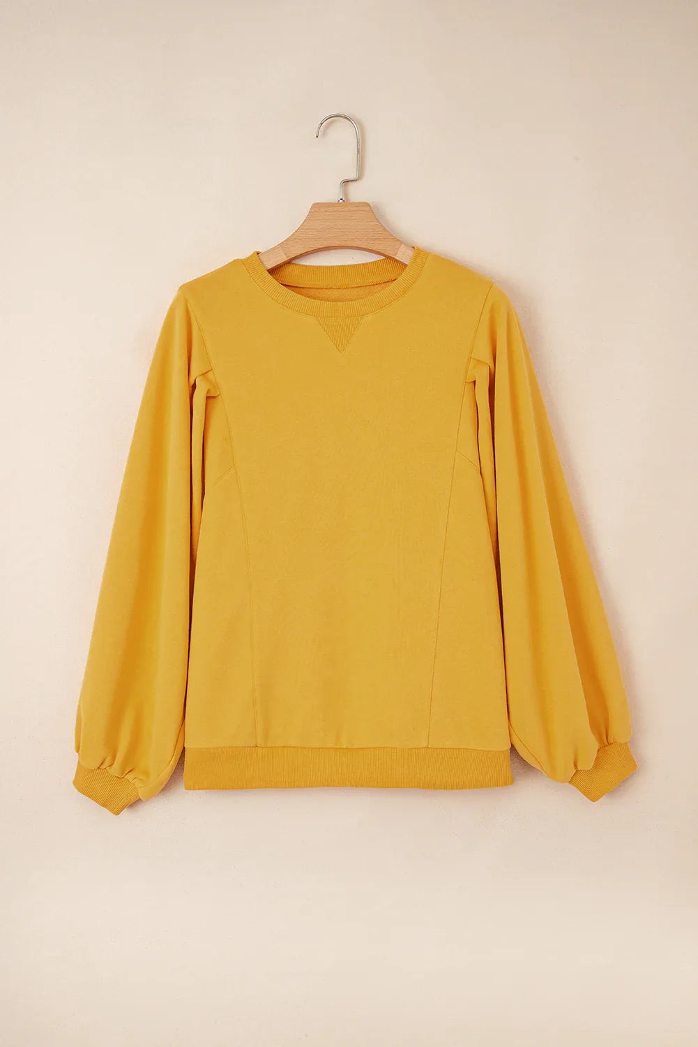 Citrus Pleated Balloon Sleeve Pullover Solid Sweatshirt Bazaare Mart Tops/Sweatshirts & Hoodies