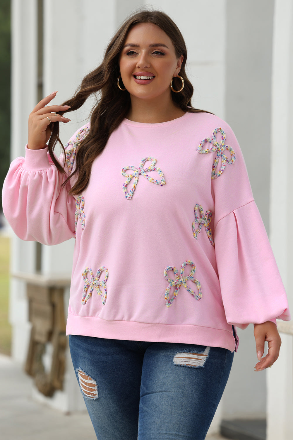 Light Pink Bow Sweatshirt