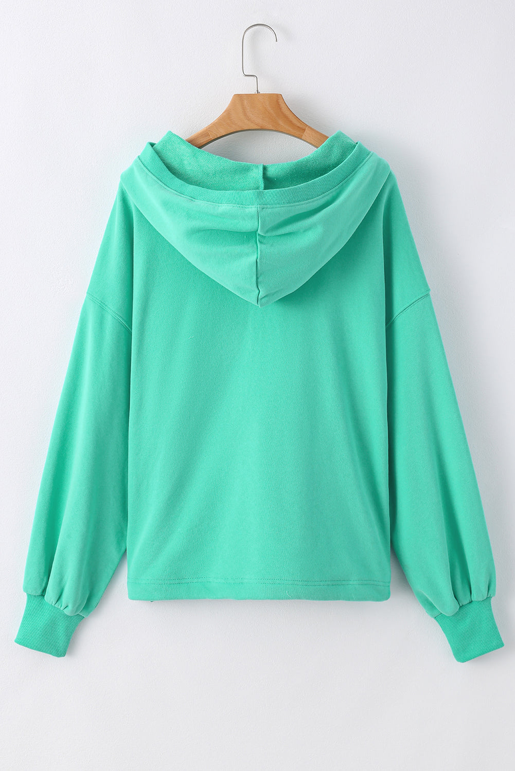 Teal Half Zipper Oversized Hoodie