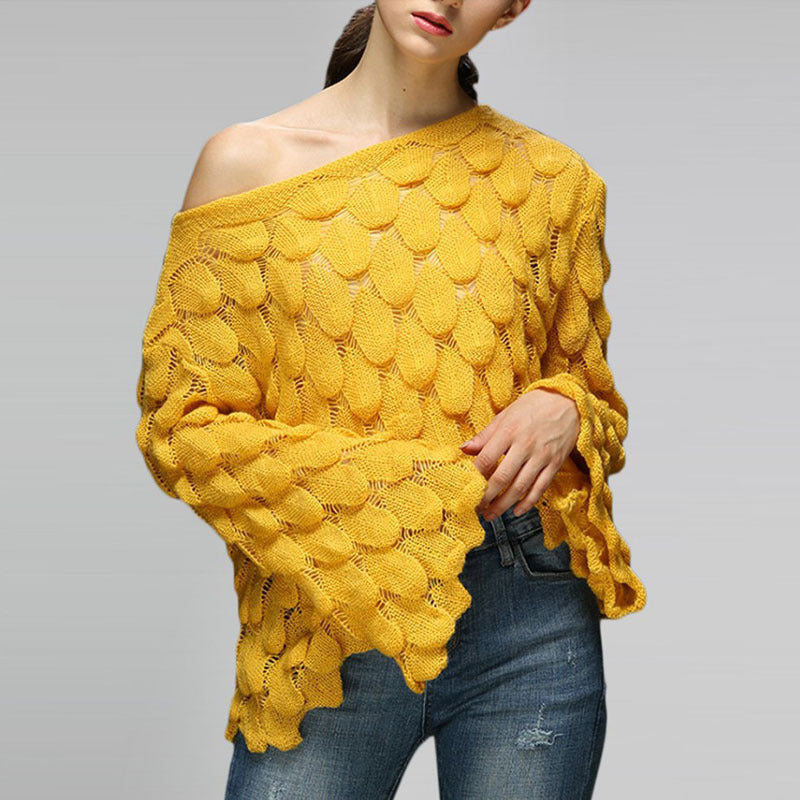 Round Neck Thin Bell Sleeve Pullover