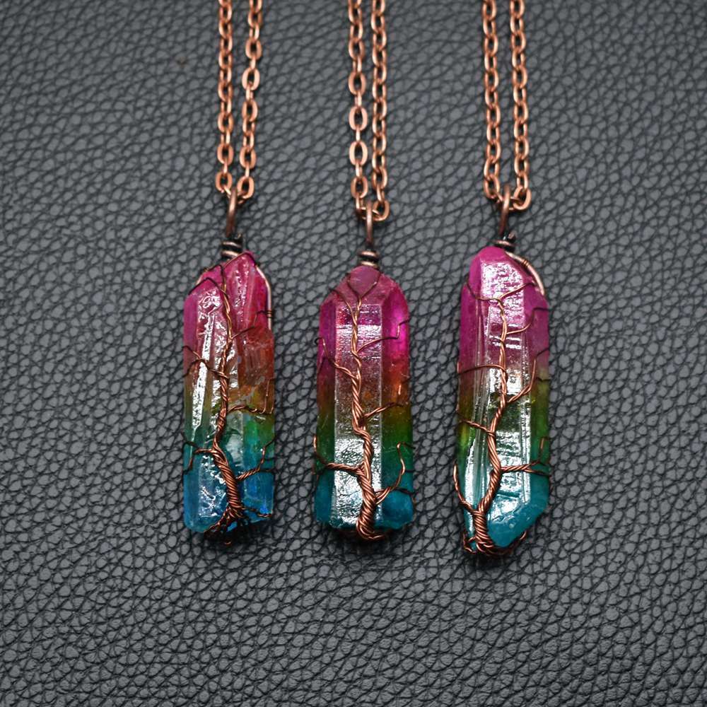 Crystal Pillar Tree Of Life Necklace