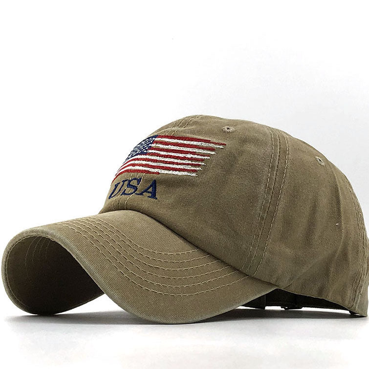 Washed Distressed USA Flag Baseball Cap