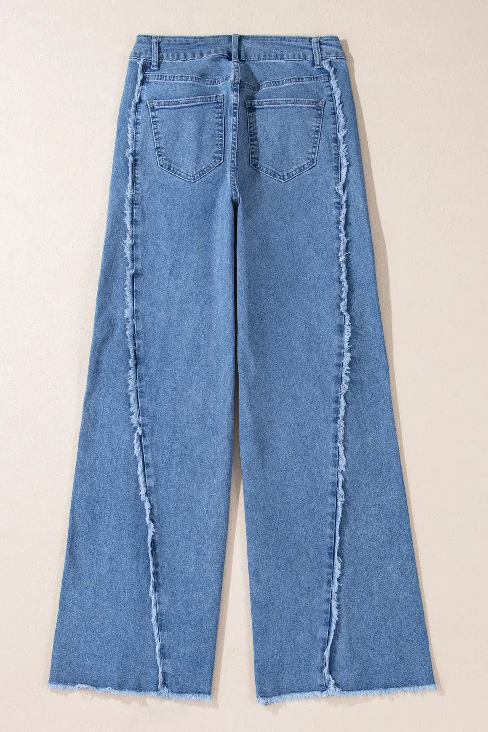 Raw Hem Wide Leg Jeans with Pockets Bazaare Mart Raw Hem Wide Leg Jeans with Pockets