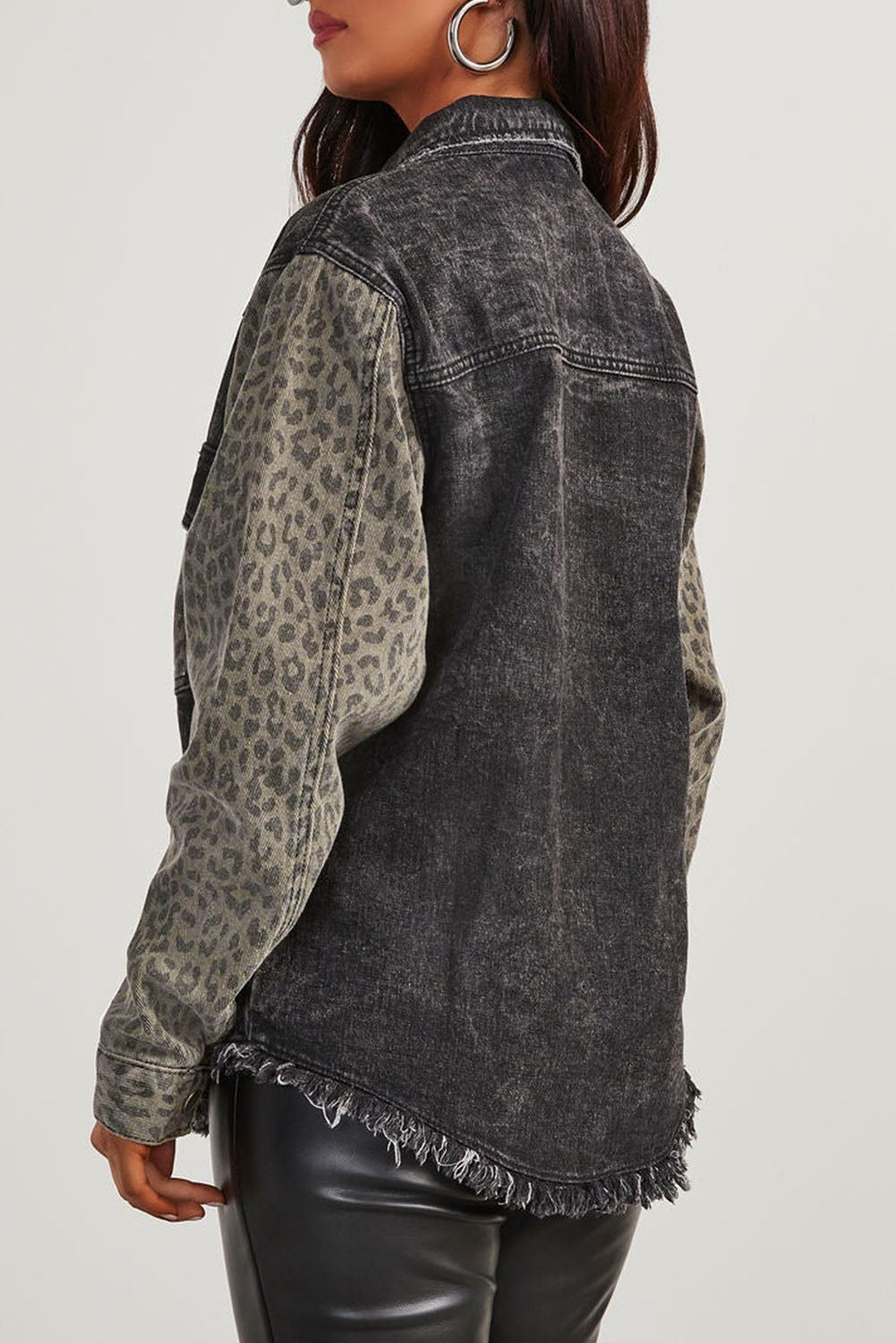 Black Leopard Vintage Denim Jacket