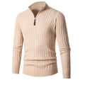 Men's Slim Fit Zip-up Pullover Sweater Apricot Bazaare Mart Men's Pullover Sweater